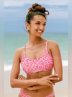 NWT Cupshe Pink Leopard Print Reversible Bikini